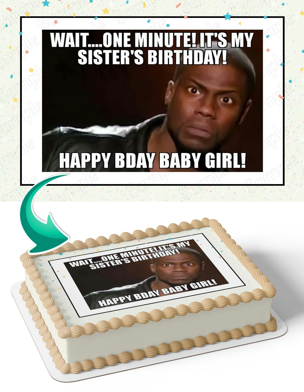 Kevi Hart Meme Edible Cake Topper