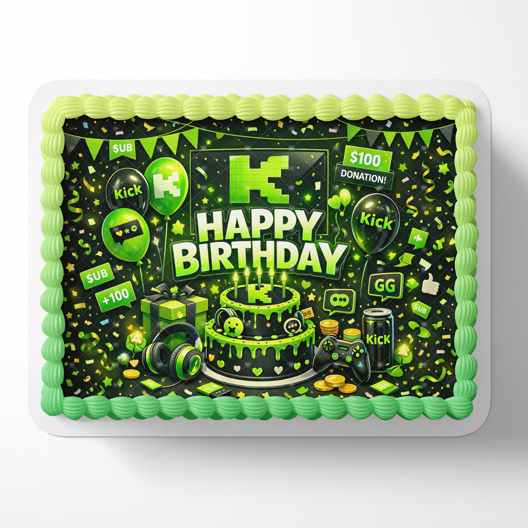 Kik Streamers – Icing Sheet - Personalized Edible Cake Topper | Custom Icing Sheet | Birthday Cake Decoration | Photo Cake Image
