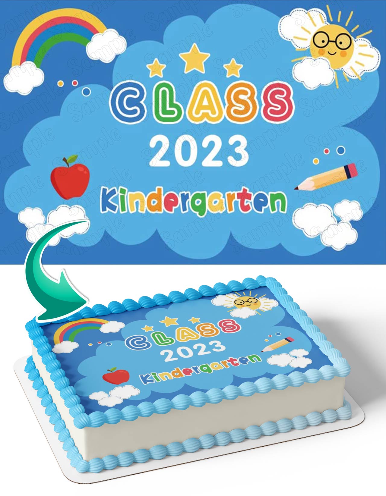 Kindergarten Class Rainbow Edible Cake Topper