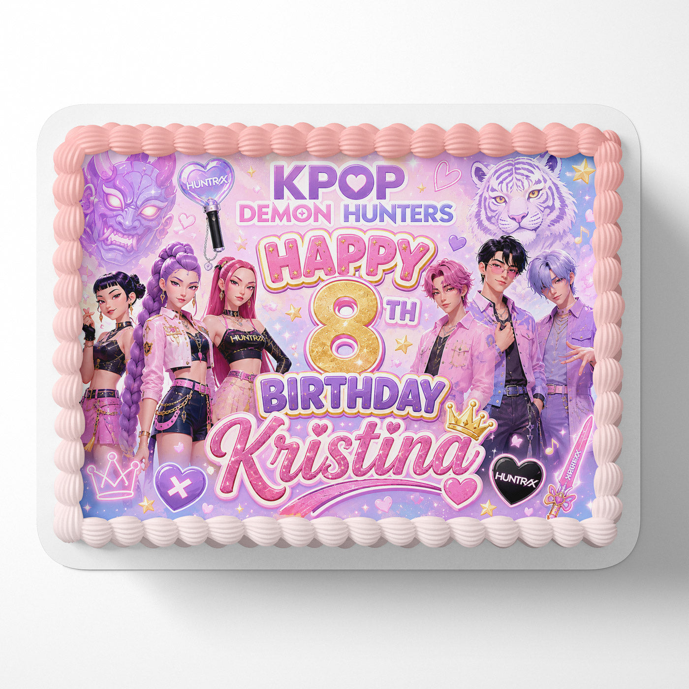 Kpop Demon Hunters Huntrix Golden Girls Custom Edible Cake Image Topper Decoration Icing Sheet