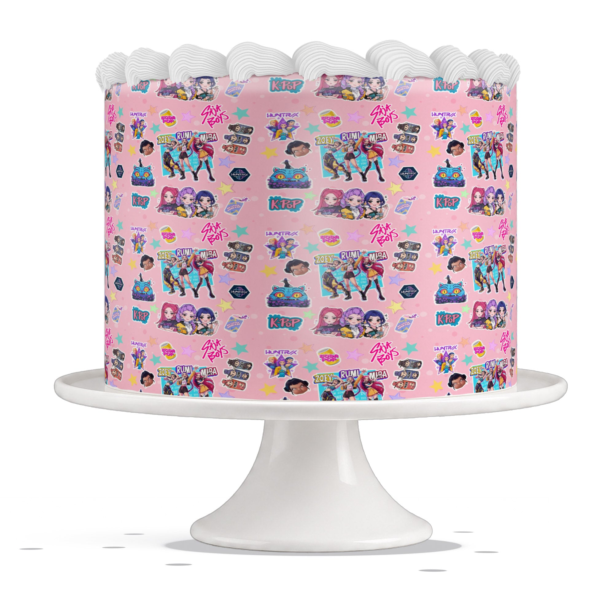 Kpop Demon Hunters Pink Edible Cake Wrap Strip – Icing Sheet Cake - Edible Cake Topper | Icing Sheet | Birthday Cake Decoration