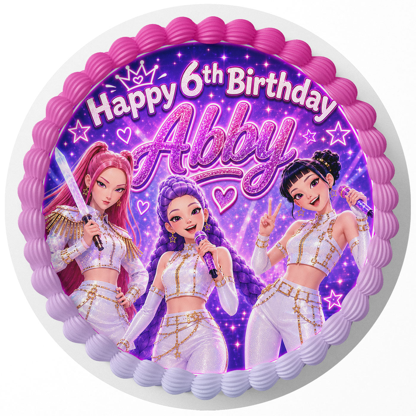 Kpop Demon Hunter Golden Rumi Mira Zoey Edible Cake Image - Edible Cake Topper Birthday Cake Decoration