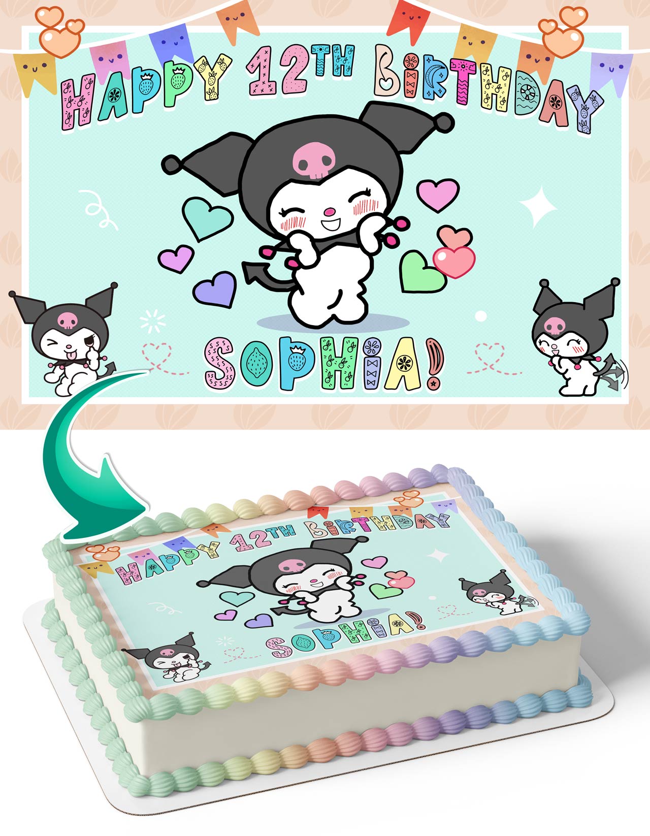 Kuromi Kitties Kids Girls Hello Sanrio BPK Edible Cake Topper