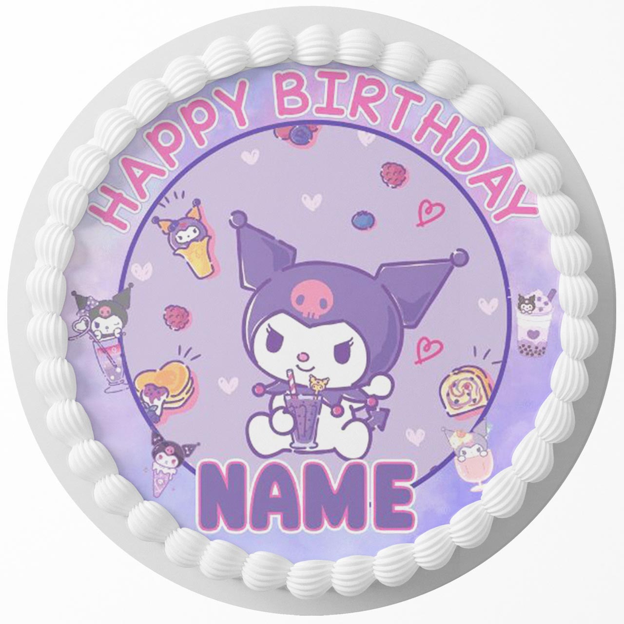 Kuromi Inspired Round – Icing Sheet Birthday - Personalized Edible Cake Topper | Custom Icing Sheet | Birthday Cake Decoration | Photo Cake Image