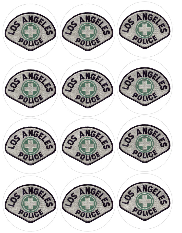 LAPD Patch Edible Cupcake Toppers Icing Sheet or Wafer Paper