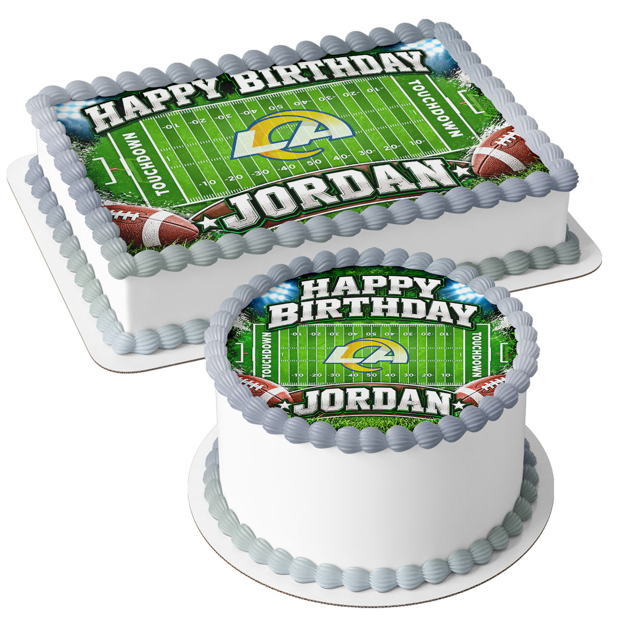 American Rams Touchdown Football Edible Cake Topper | Birthday Cake Decoration | Photo Cake Image | Custom Edible Cake Topper