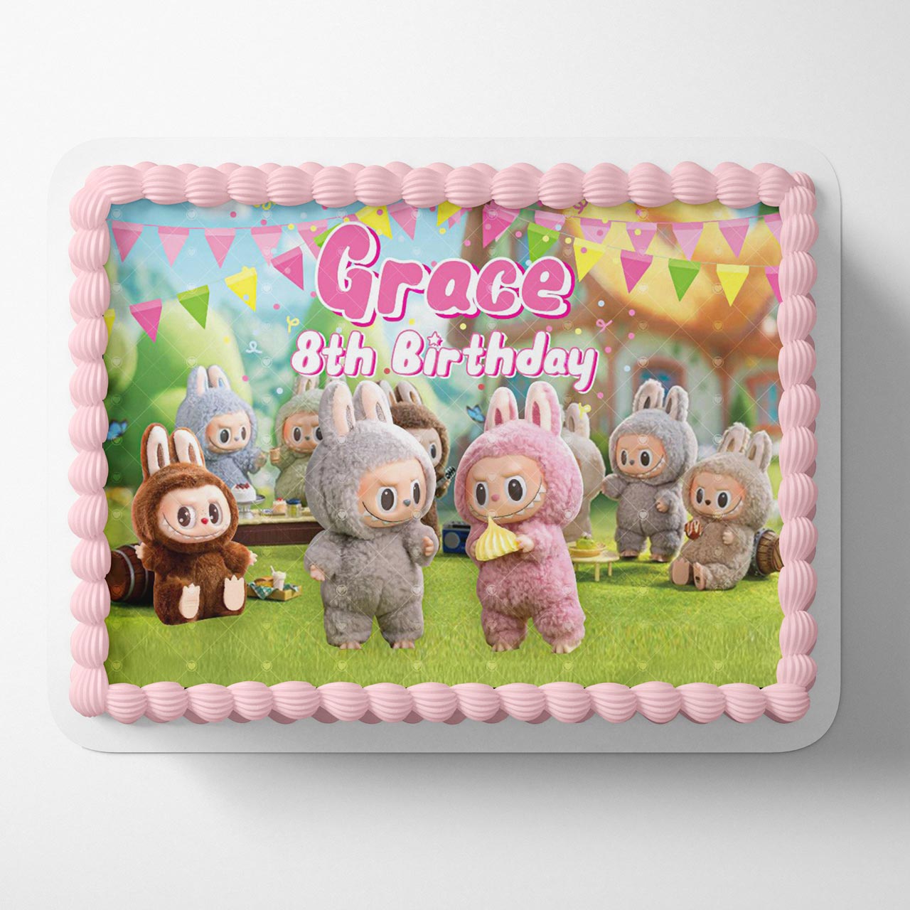 Labu Monsters TeethExciting Macaroon PNK Edible Cake Topper