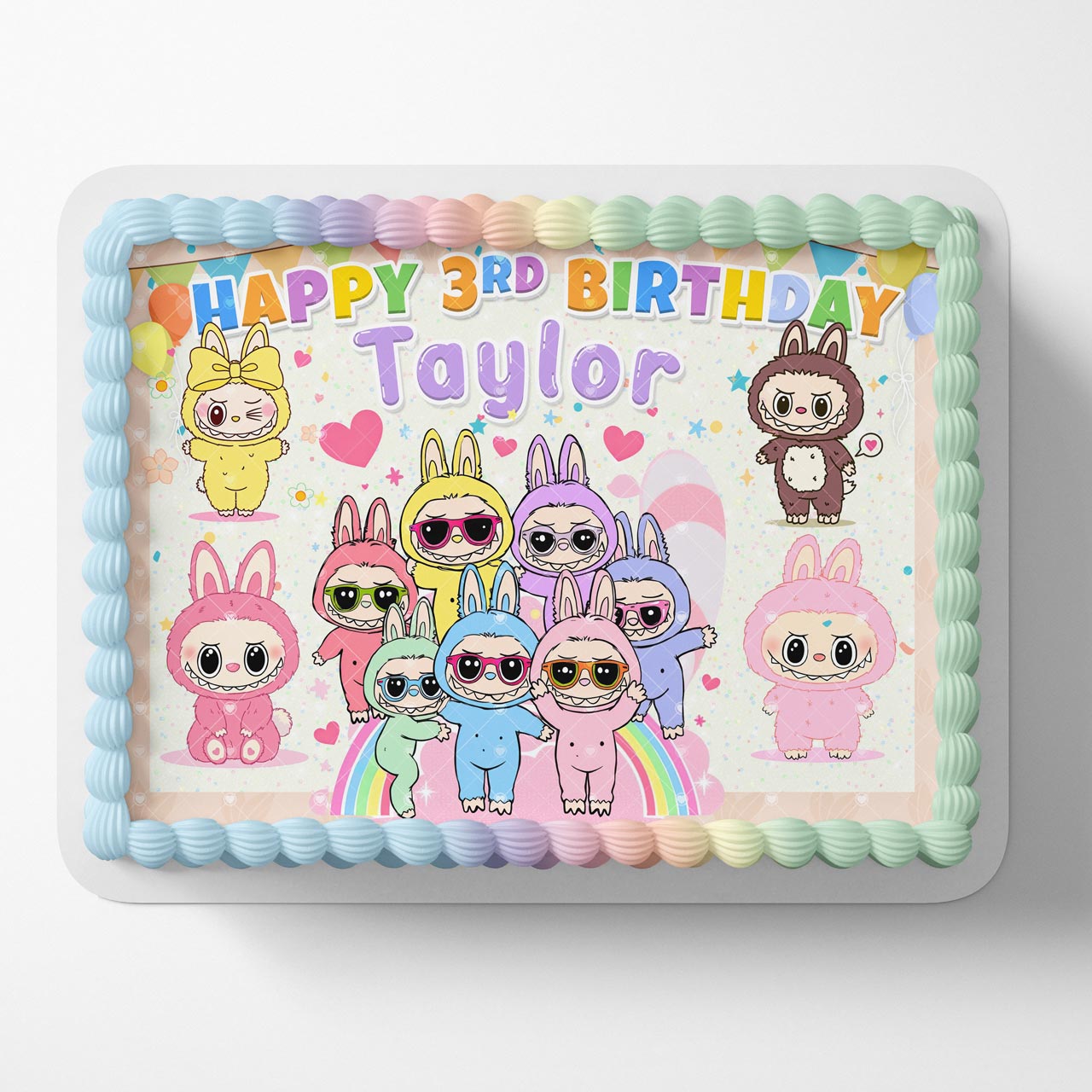 Labu Monsters TeethRainbow Cute Plush Edible Cake Topper