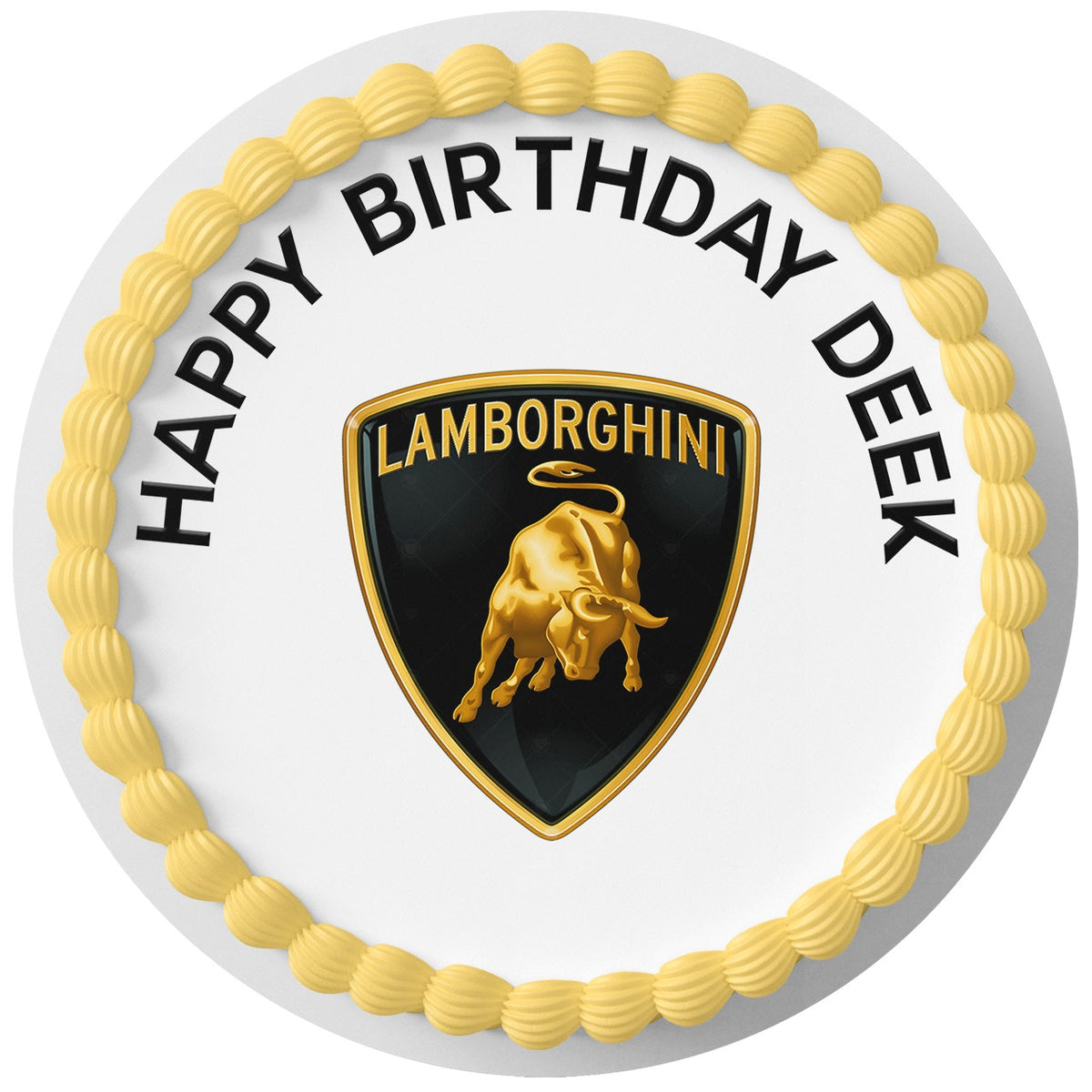 Lamborghini Sport Racing Edible Cake Topper Round Personalized Edible Cake Topper | Custom Icing Sheet | Birthday Cake Decoration