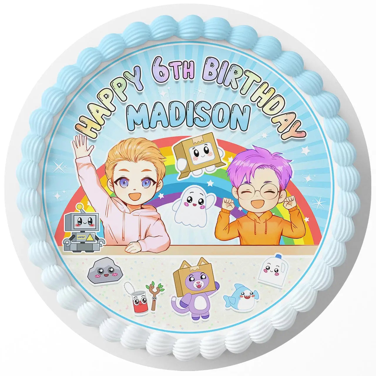 LankyBox Round – Icing Sheet Birthday - Personalized Edible Cake Topper | Custom Icing Sheet | Birthday Cake Decoration | Photo Cake Image