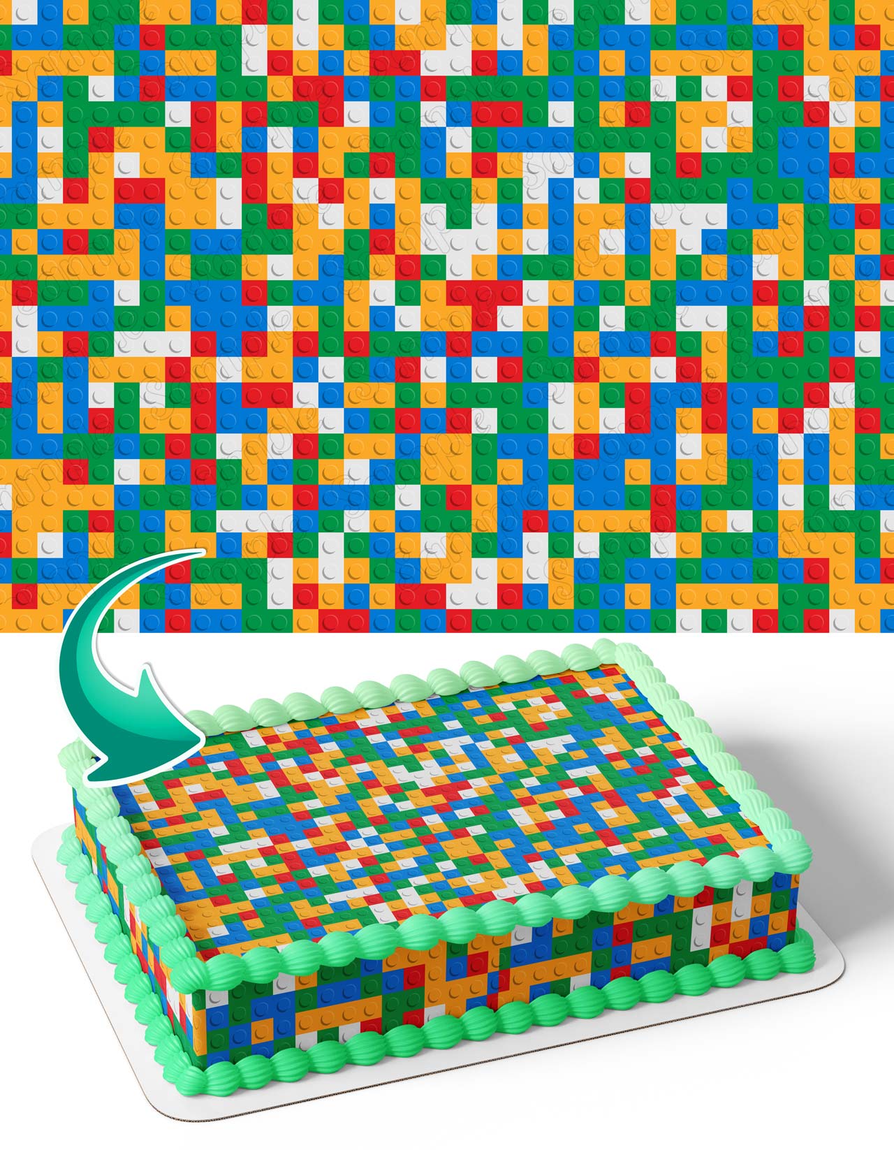 Leghos Patterns Wrap Kids Edible Cake Topper