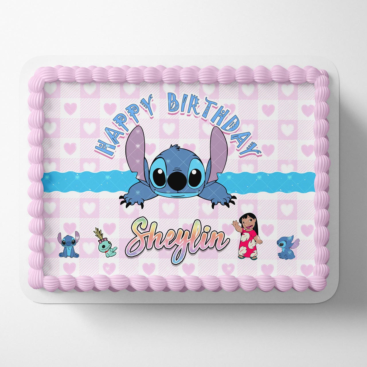 Lilio Kids Fun Sticsh Pink Blue Wave Edible Cake Topper