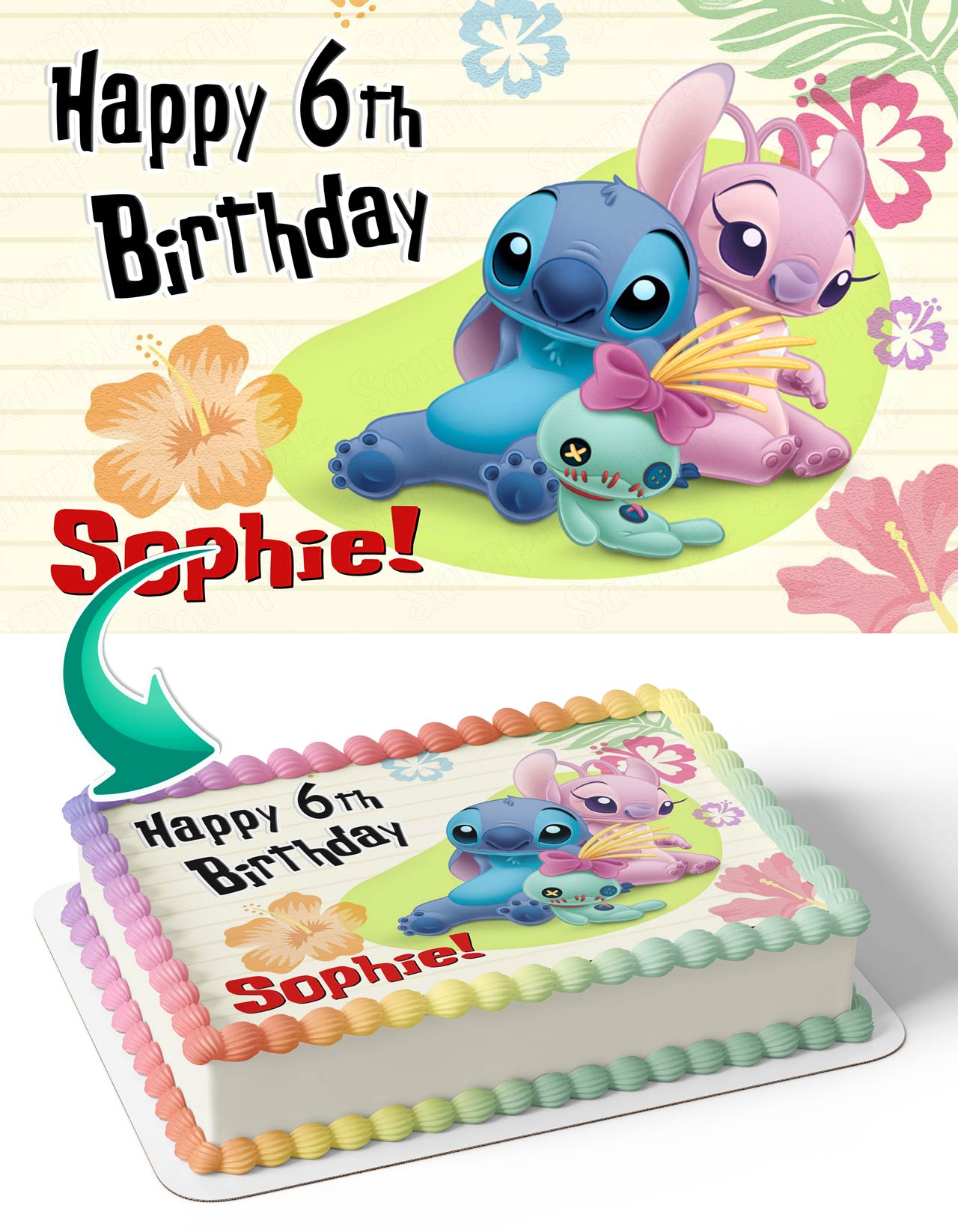 Lihlo kids Steich Beach Flower SPM Edible Cake Topper
