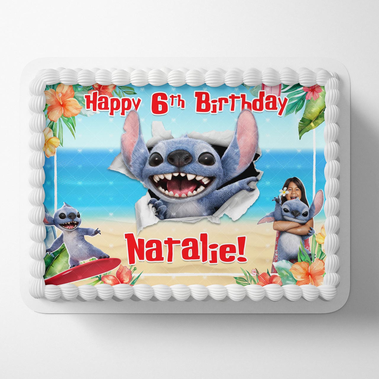 Lihlo kids Steich Surf Beach Live Action Movie Themed Edible Cake Topper