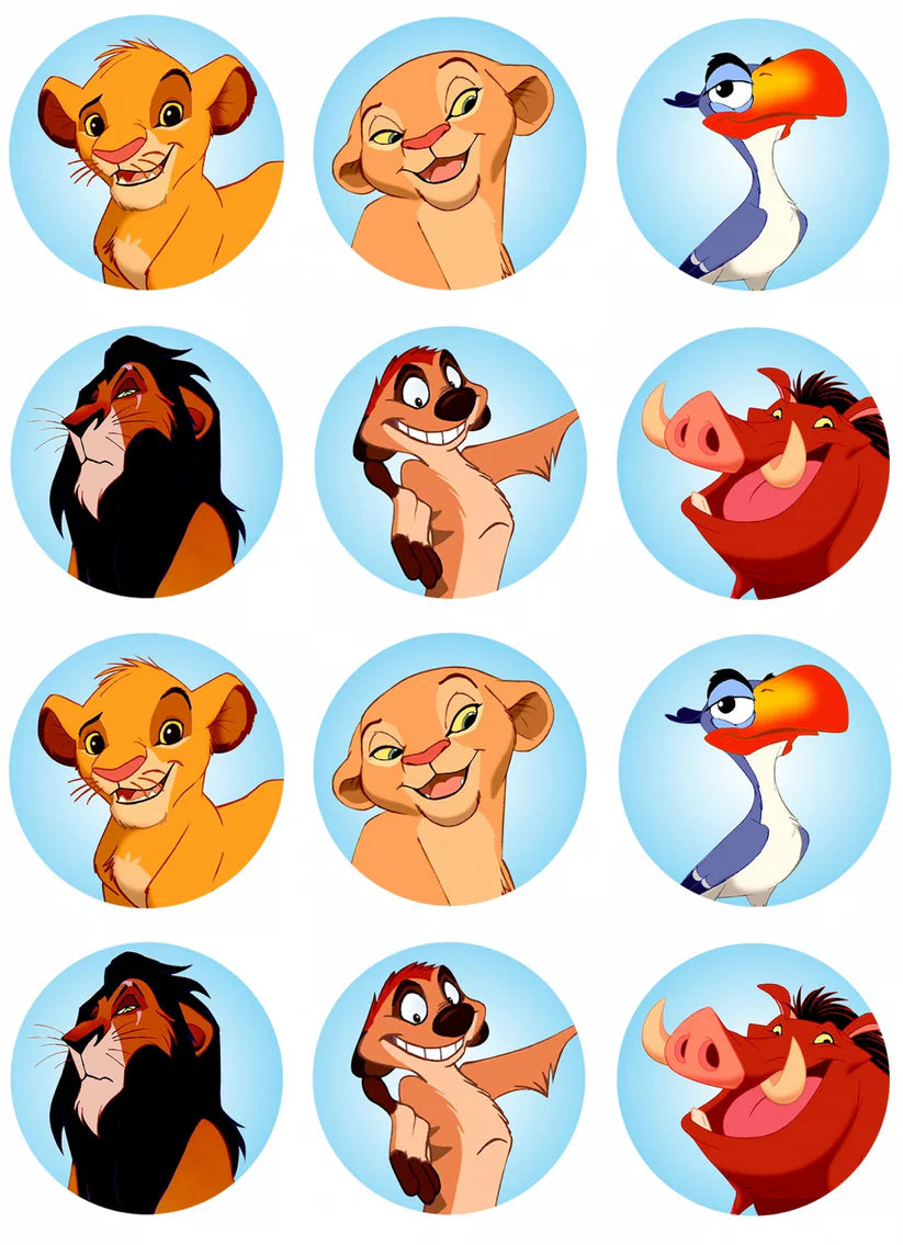 Lion King Edible Cupcake Toppers Icing Sheet or Wafer Paper