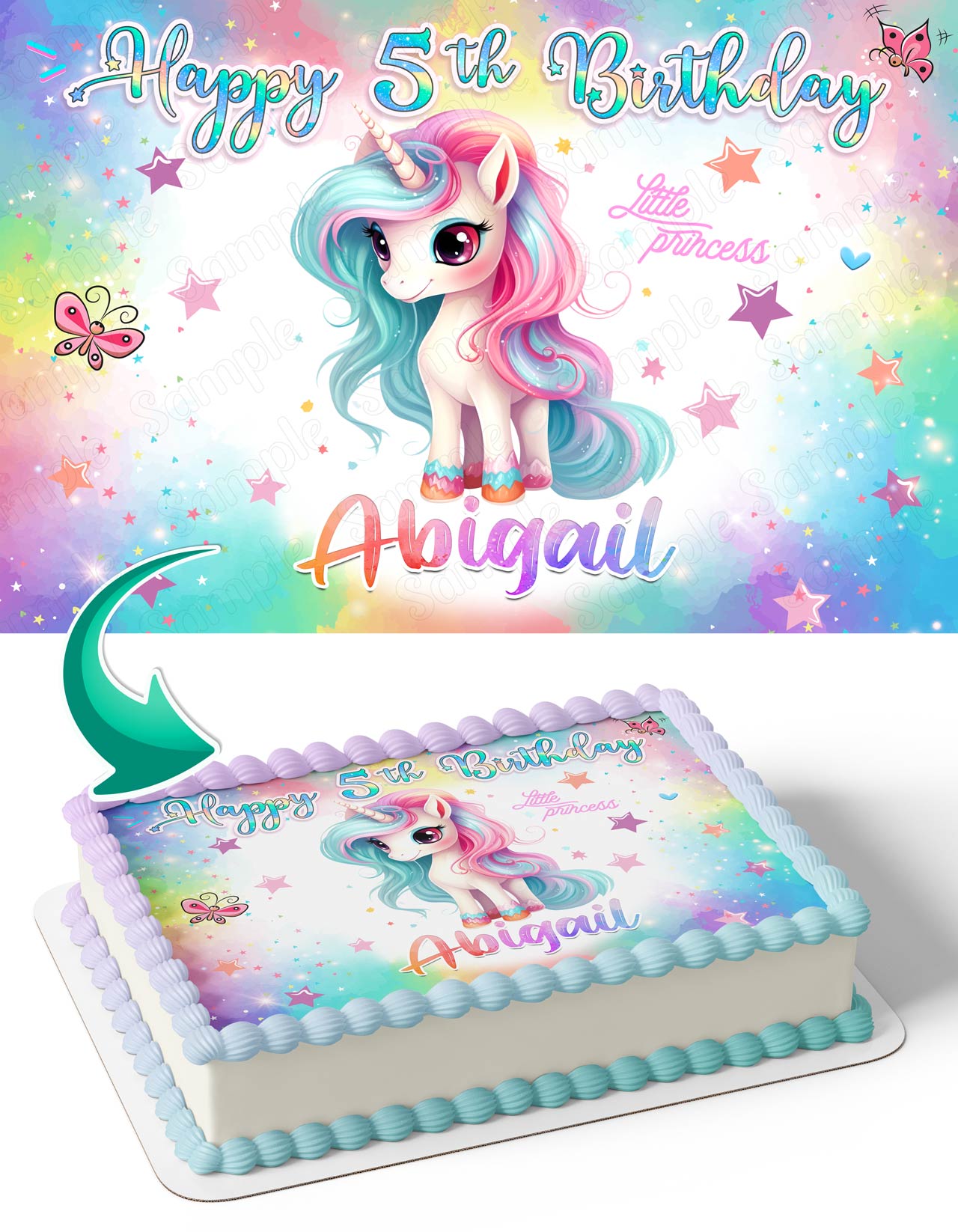 Little Pony Rainbow Princess Edible Cake Topper