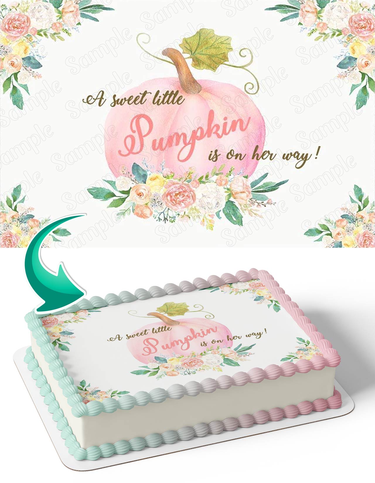 Little Princess Pumpkin Baby Shower Edible Cake Topper