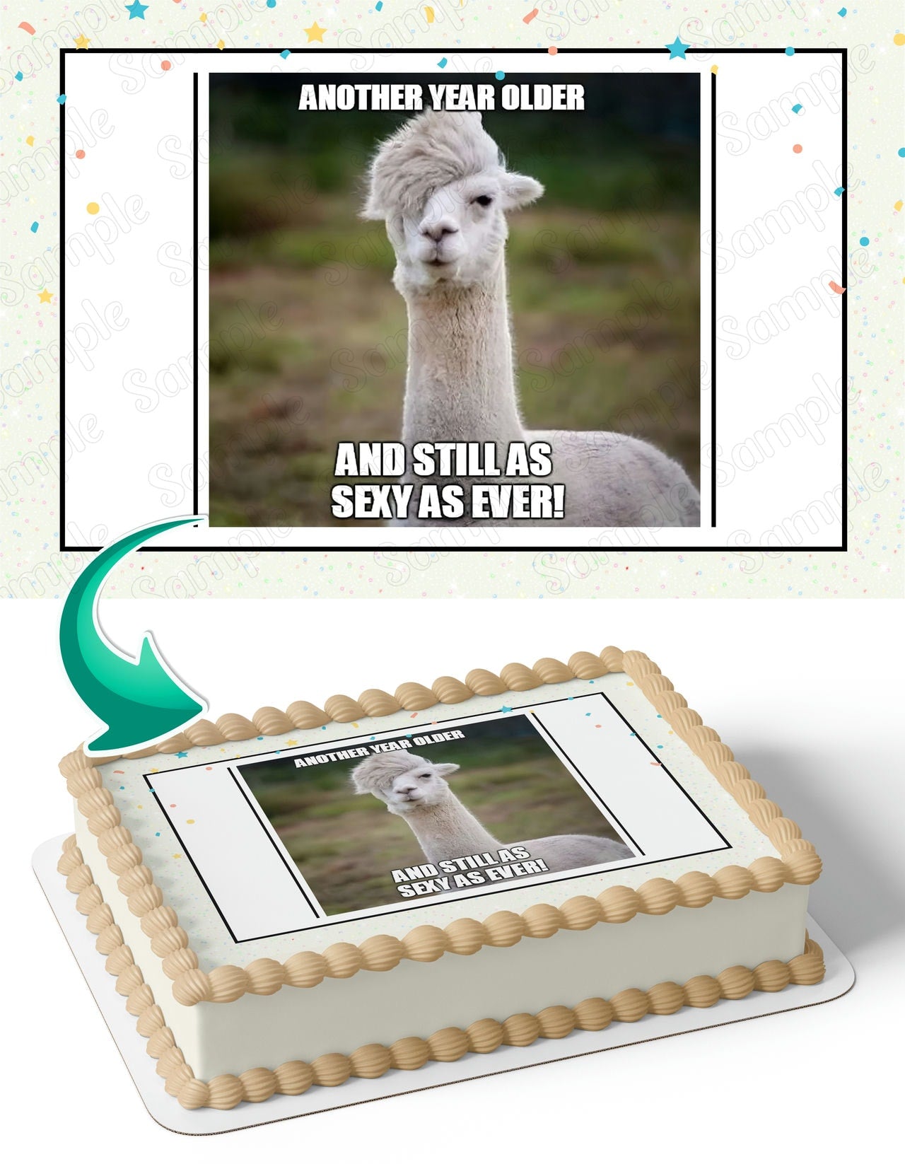 Llama Alpaca Meme Edible Cake Topper