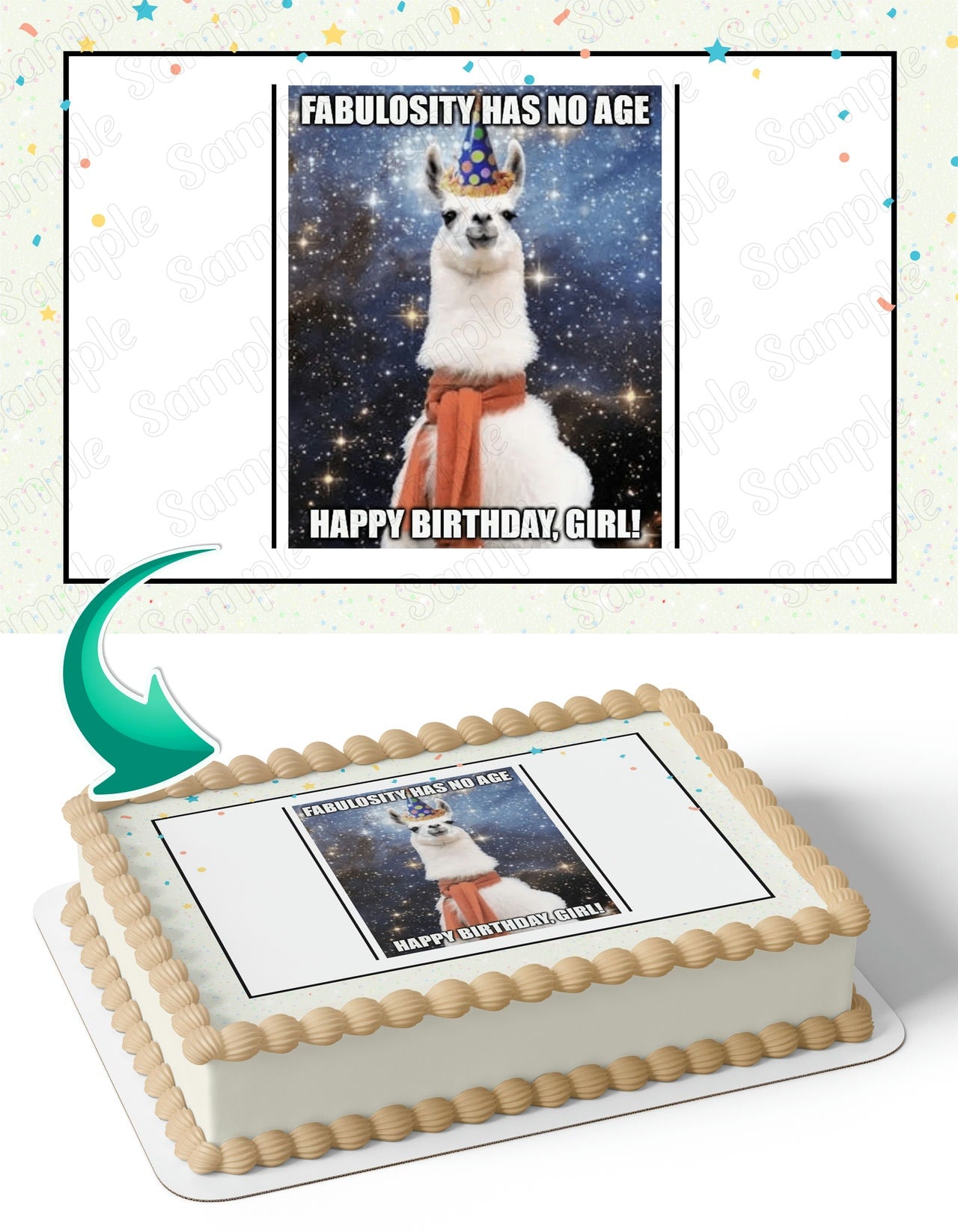 Llama Alpaca Meme M2 Edible Cake Topper
