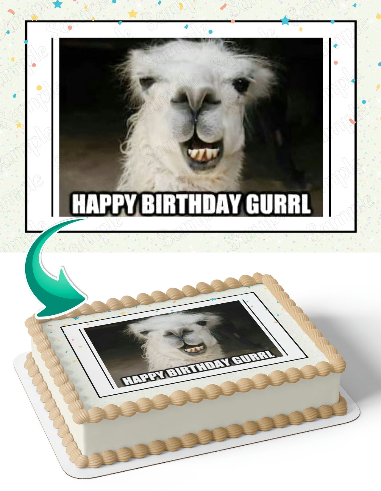 Llama Alpaca Meme M3 Edible Cake Topper