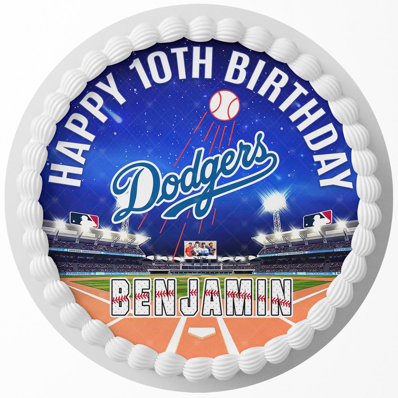 Los Angeles Dodgers Round – Icing Sheet Birthday - Personalized Edible Cake Topper | Custom Icing Sheet | Birthday Cake Decoration