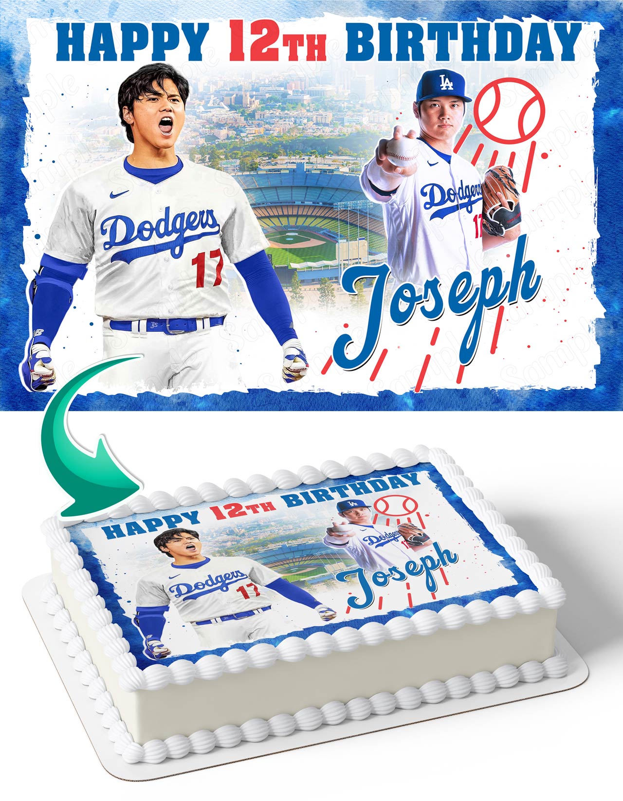 Los Angeles Dodgers Shohei Ohtani Edible Cake Topper