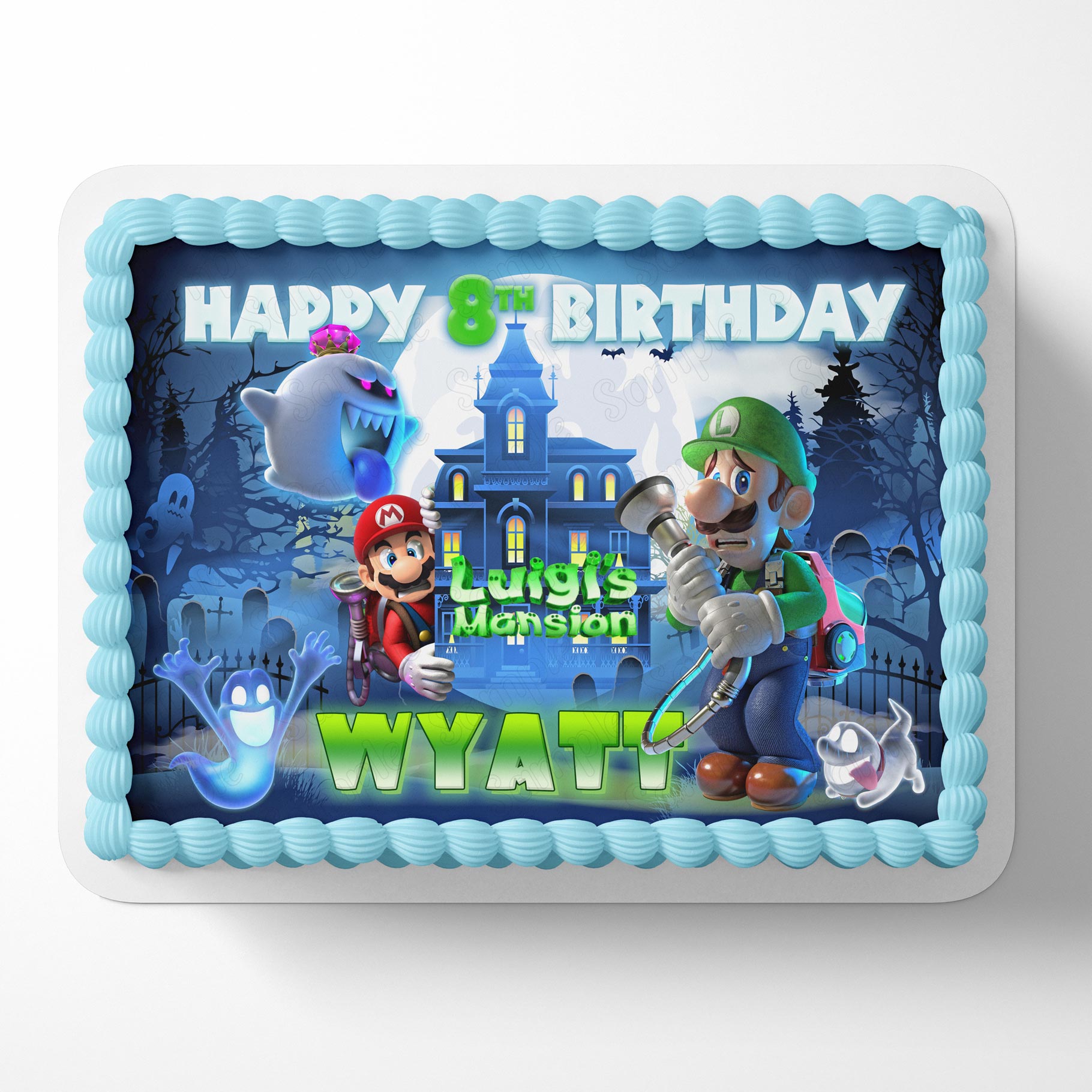 Luigi Mansion Mario Kids Gamers Gaming Edible Cake Topper