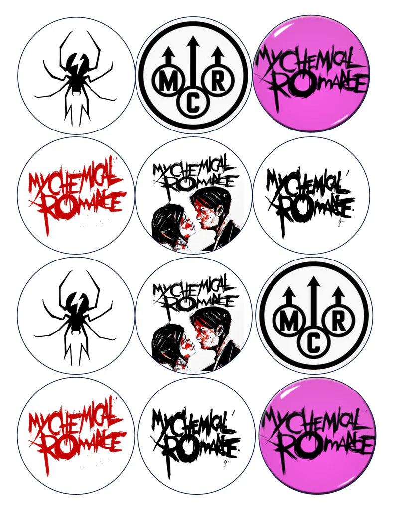 MCR My Chemical Romance Edible Cupcake Toppers Icing Sheet or Wafer Paper