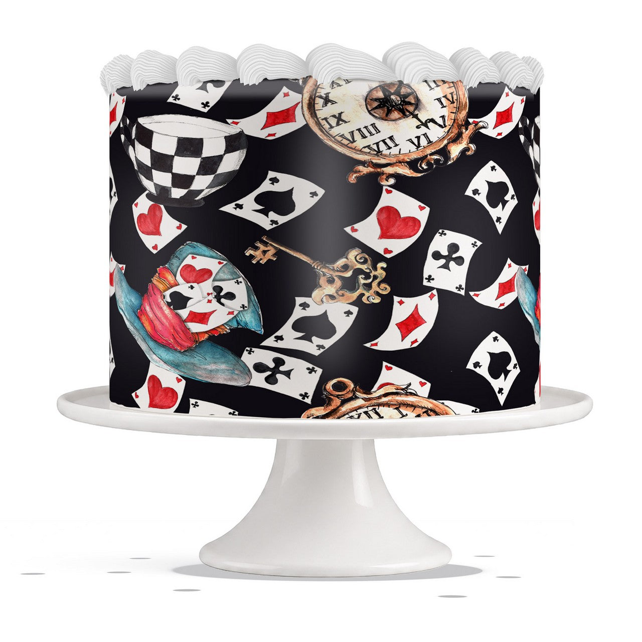 Mad Hatter Tea Party edible cake wrap strip icing sheet