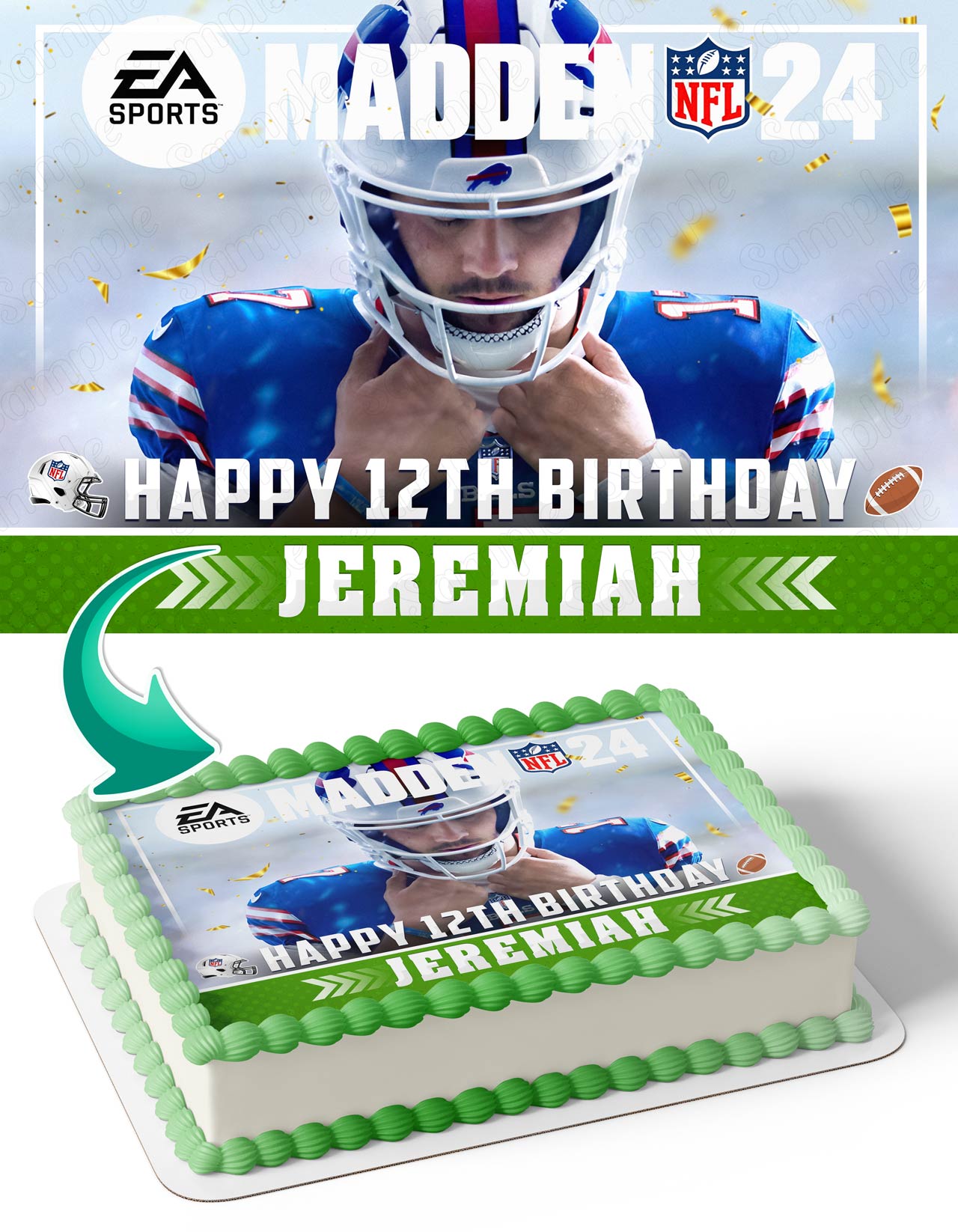 Madden FootBall 24 Buffalo Bills Josh Allen Edible Cake Topper