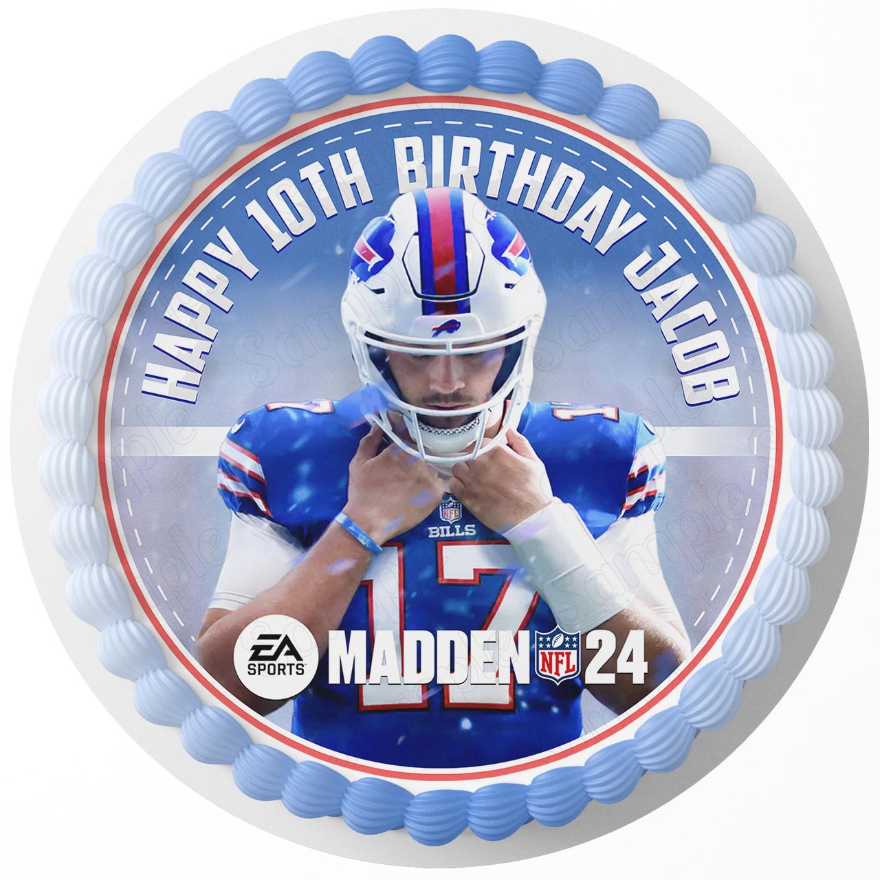 Madden Buffalo Bills Josh Allen Round – Icing Sheet Birthday - Personalized Edible Cake Topper | Custom Icing Sheet | Birthday Cake Decoration