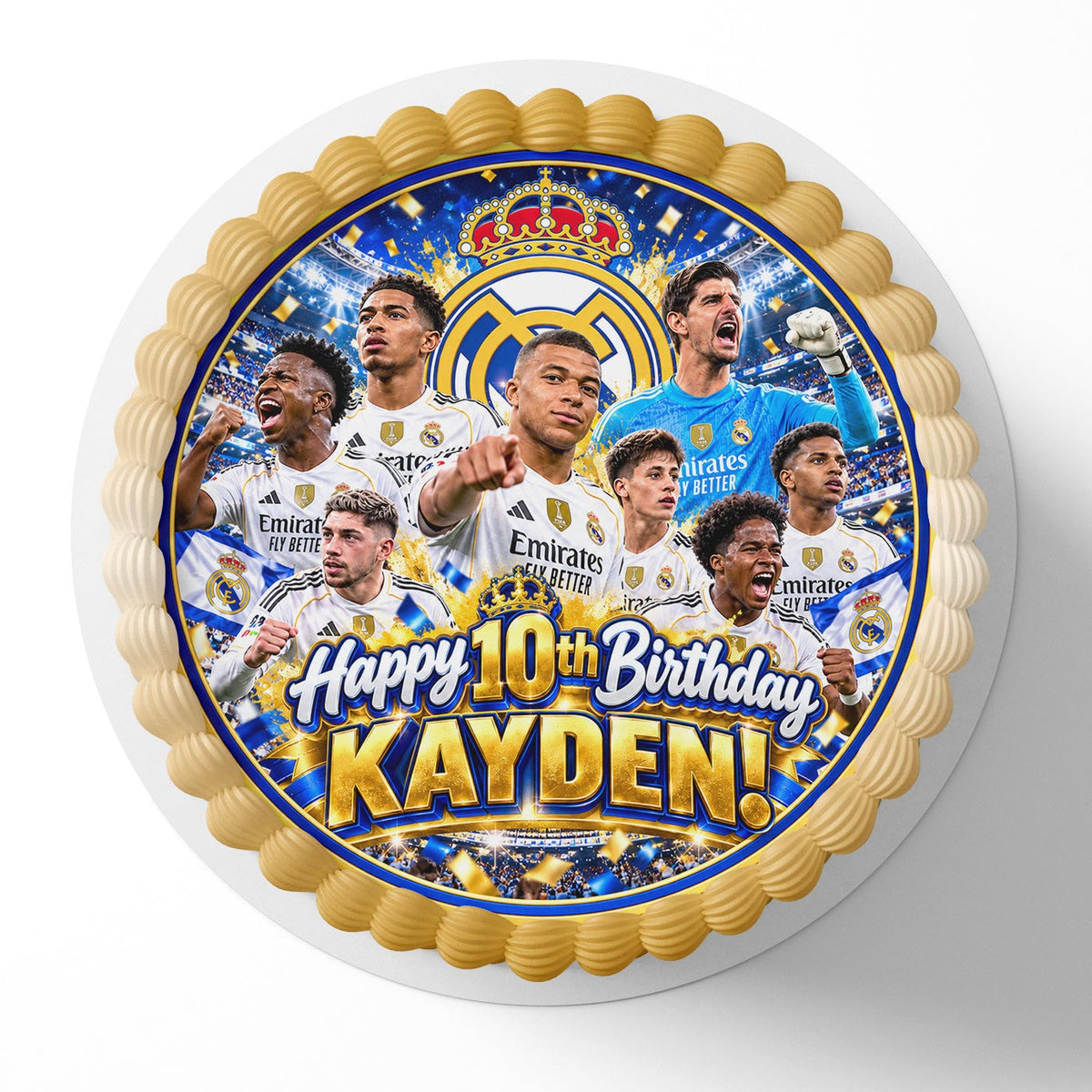 Madrid 2026 Team Vinicius Mbappe Edible Cake Topper | Birthday Cake Decoration | Photo Cake Image | Custom Edible Cake Topper
