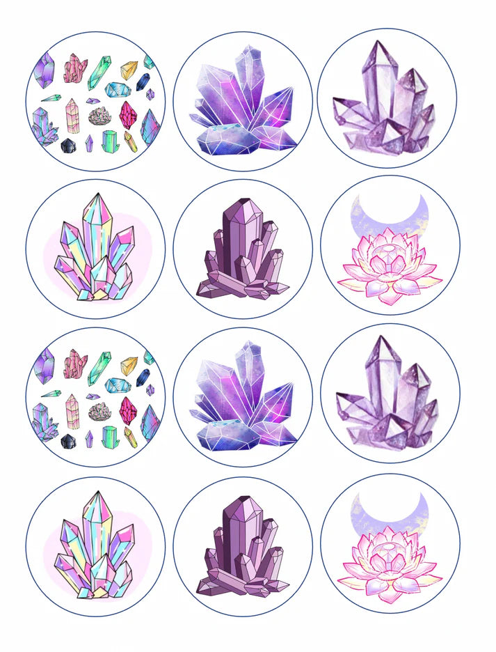 Magic Crystals Edible Cupcake Toppers Icing Sheet or Wafer Paper