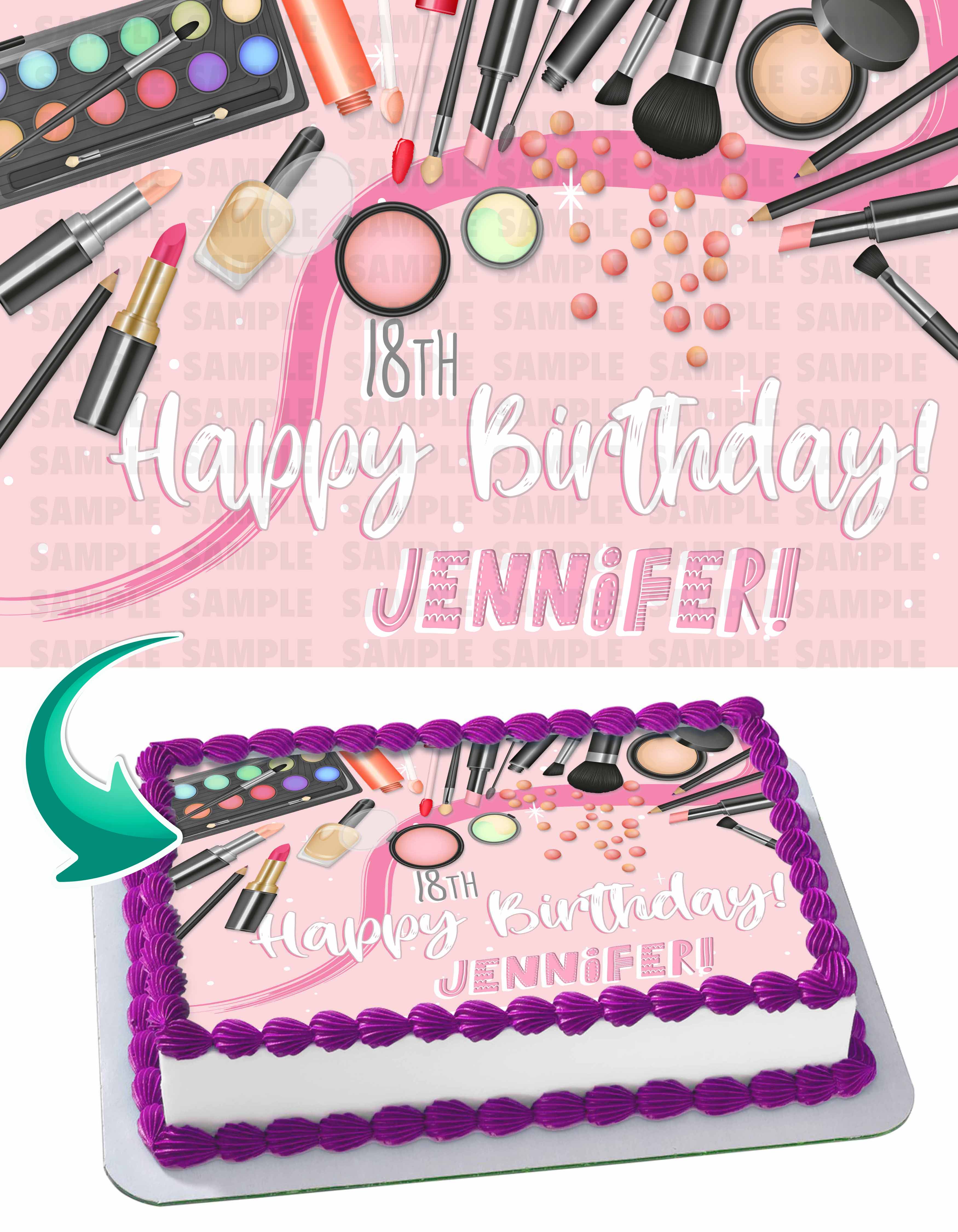 Makeup Cosmetics Edible Cake Topper