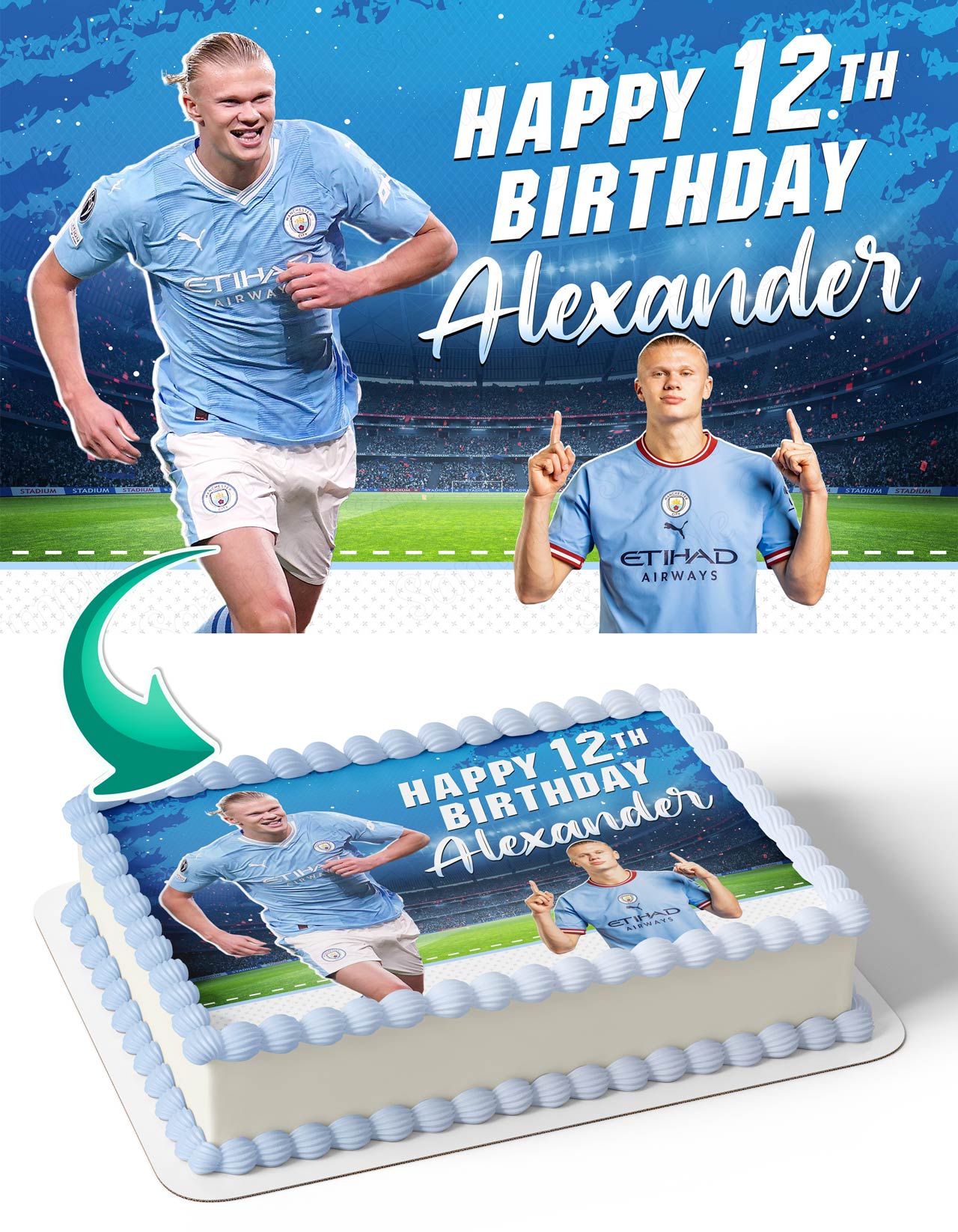 Manchester City Erling Haaland Edible Cake Topper