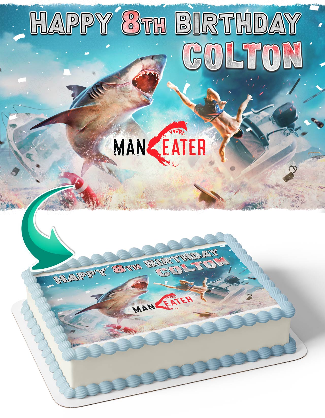 Maneater Video Game Edible Cake Topper
