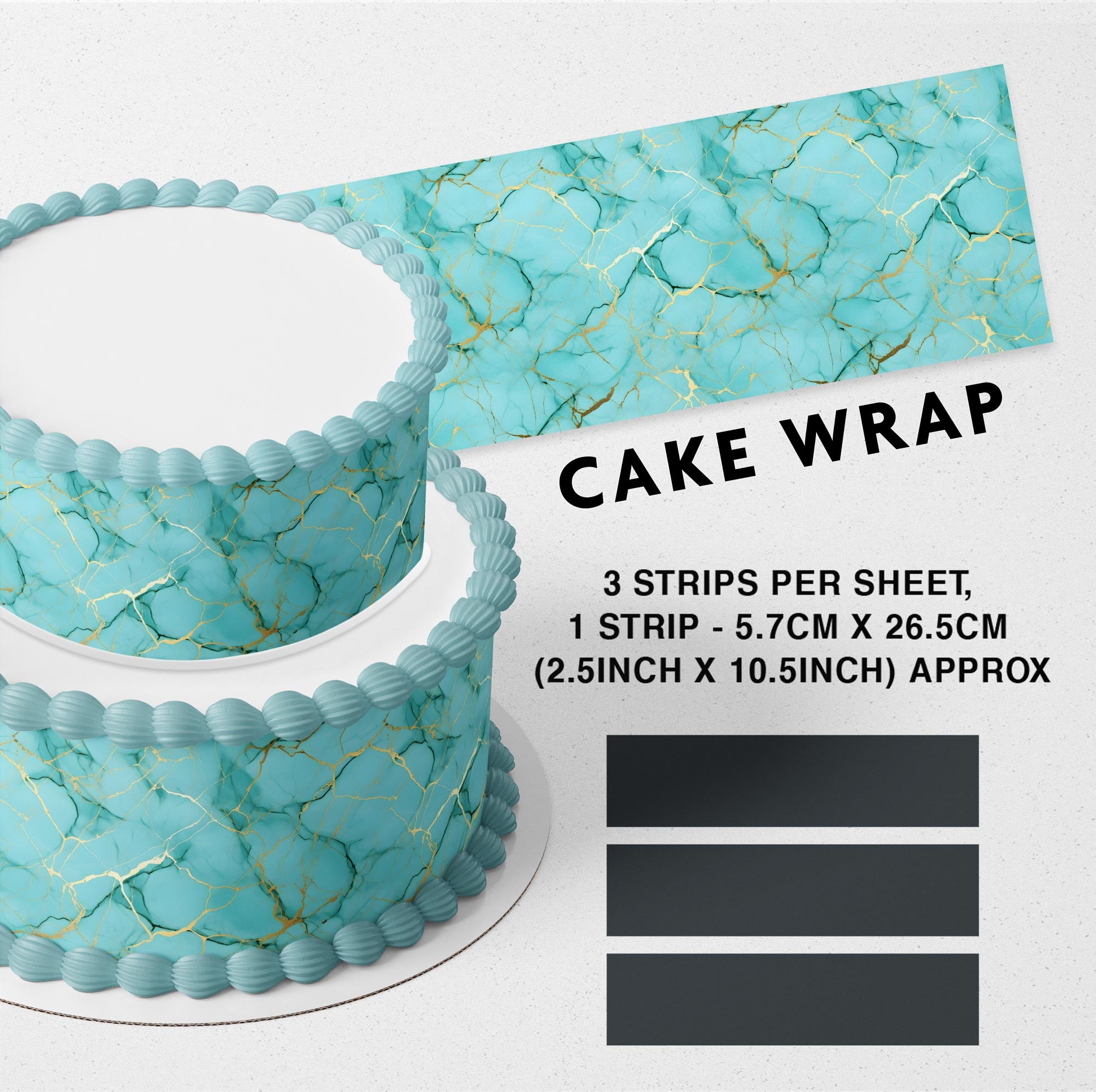 Marble Gold Edible Cake Wrap Strip – Icing Sheet Cake Side Decora - Personalized Edible Cake Topper | Custom Icing Sheet | Birthday Cake Decoration