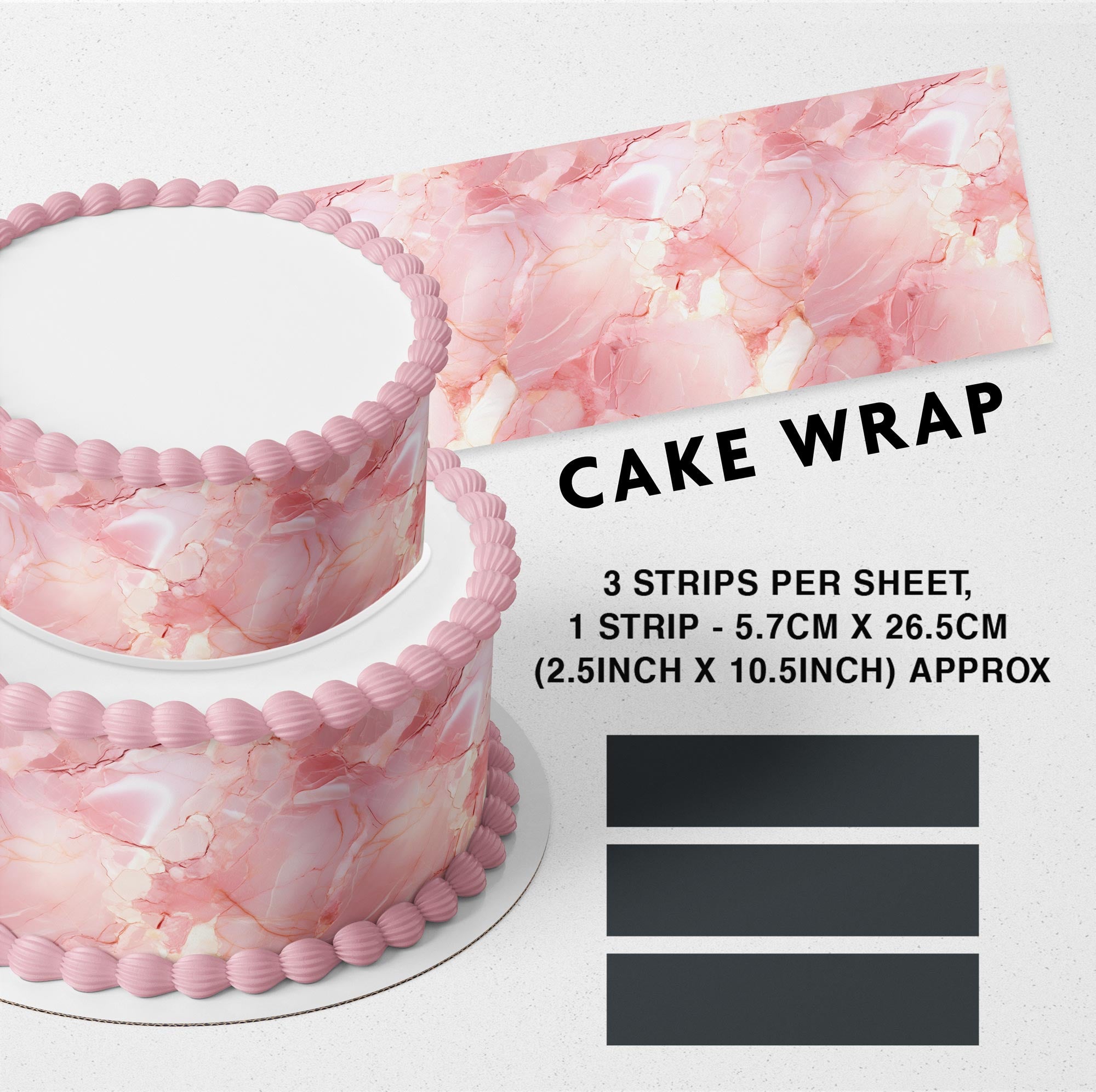 Marble Gold Edible Cake Wrap Strip – Icing Sheet Cake Side Decora - Personalized Edible Cake Topper | Custom Icing Sheet | Birthday Cake Decoration