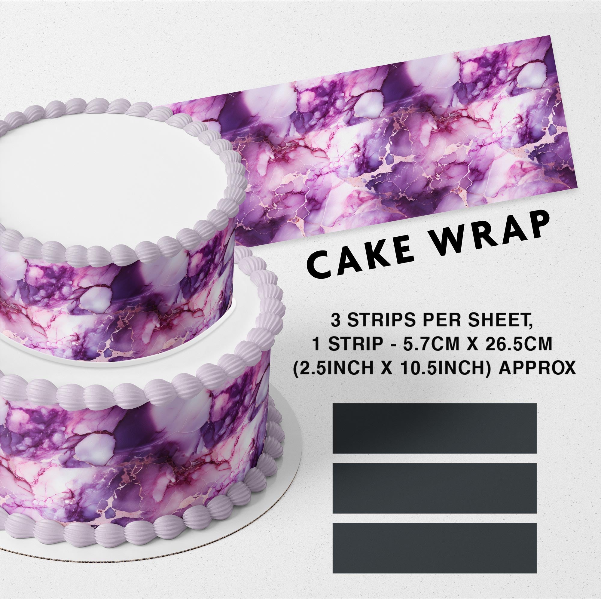 Marble Gold Edible Cake Wrap Strip – Icing Sheet Cake Side Decora - Personalized Edible Cake Topper | Custom Icing Sheet | Birthday Cake Decoration