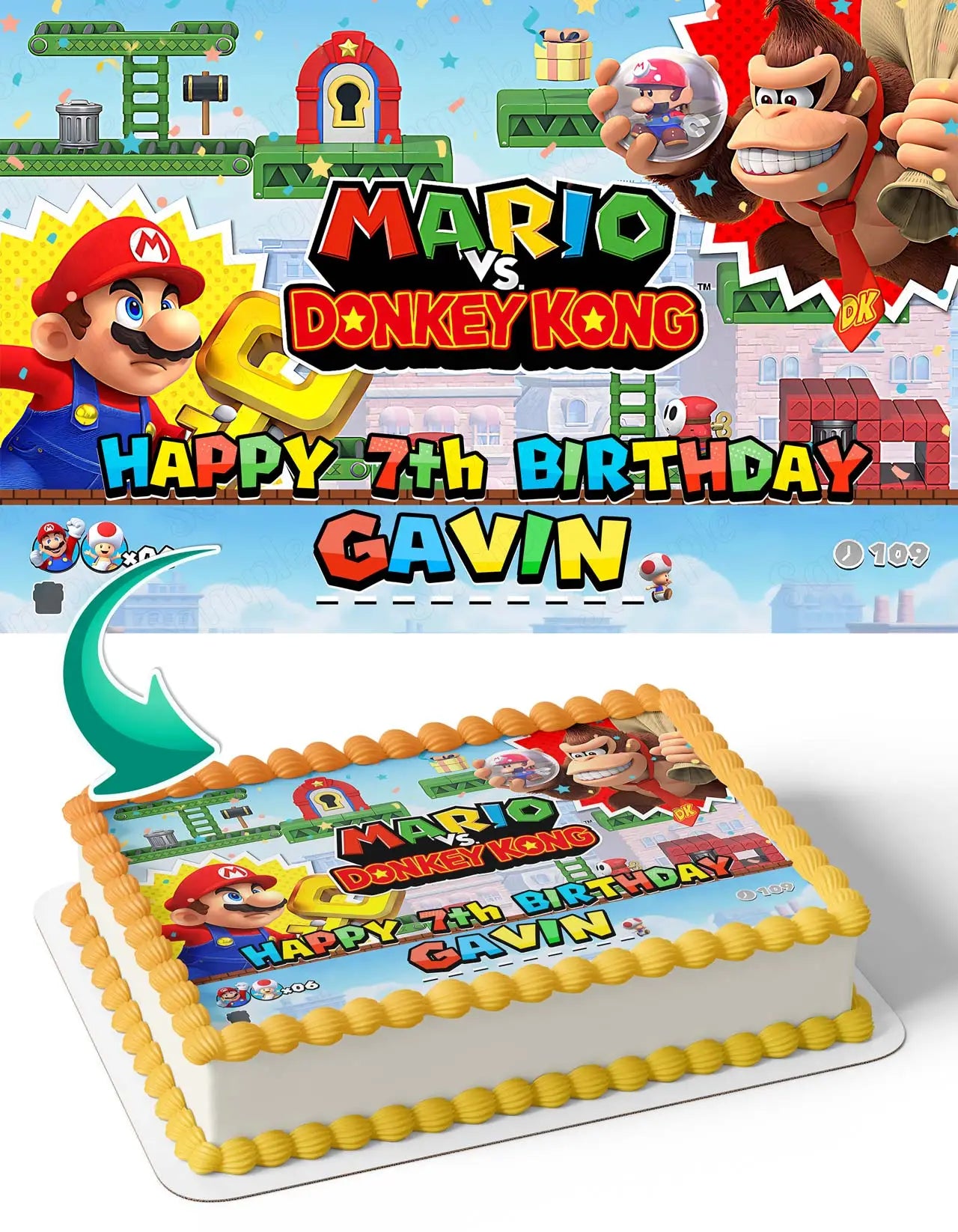 Mario vs Donkey Kong Edible Cake Topper