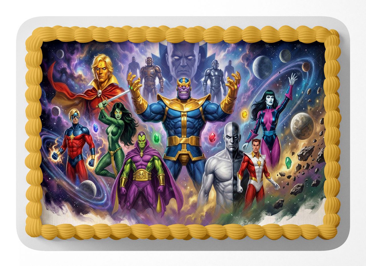 Marvell Comic Villain Thanos edible cake topper