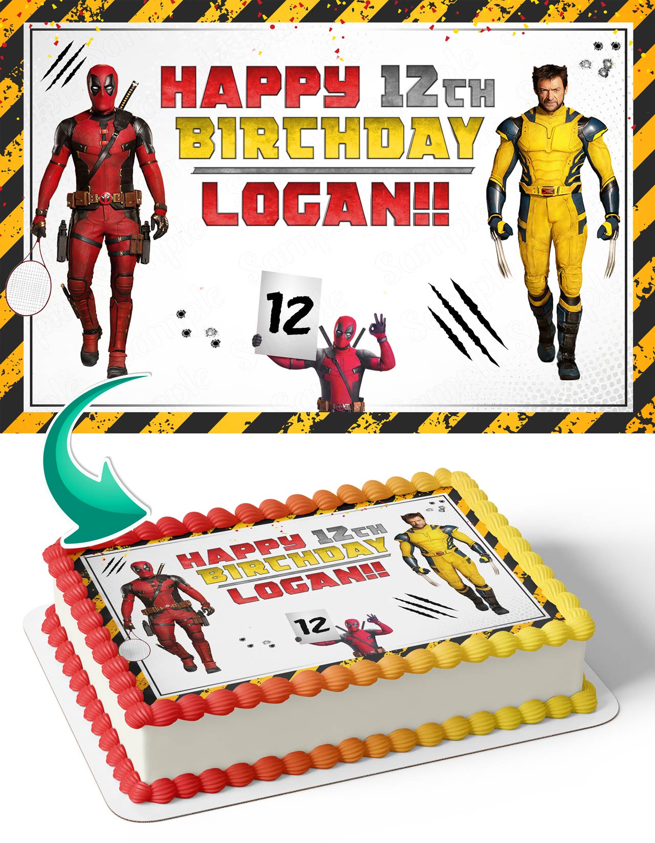 Marvol Deadboy and Wolverin Movie Themed Edible Cake Topper