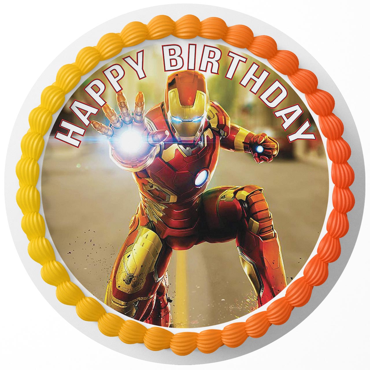 Marvol Iron Man Superhero Round – Icing Sheet Birthday - Personalized Edible Cake Topper | Custom Icing Sheet | Birthday Cake Decoration