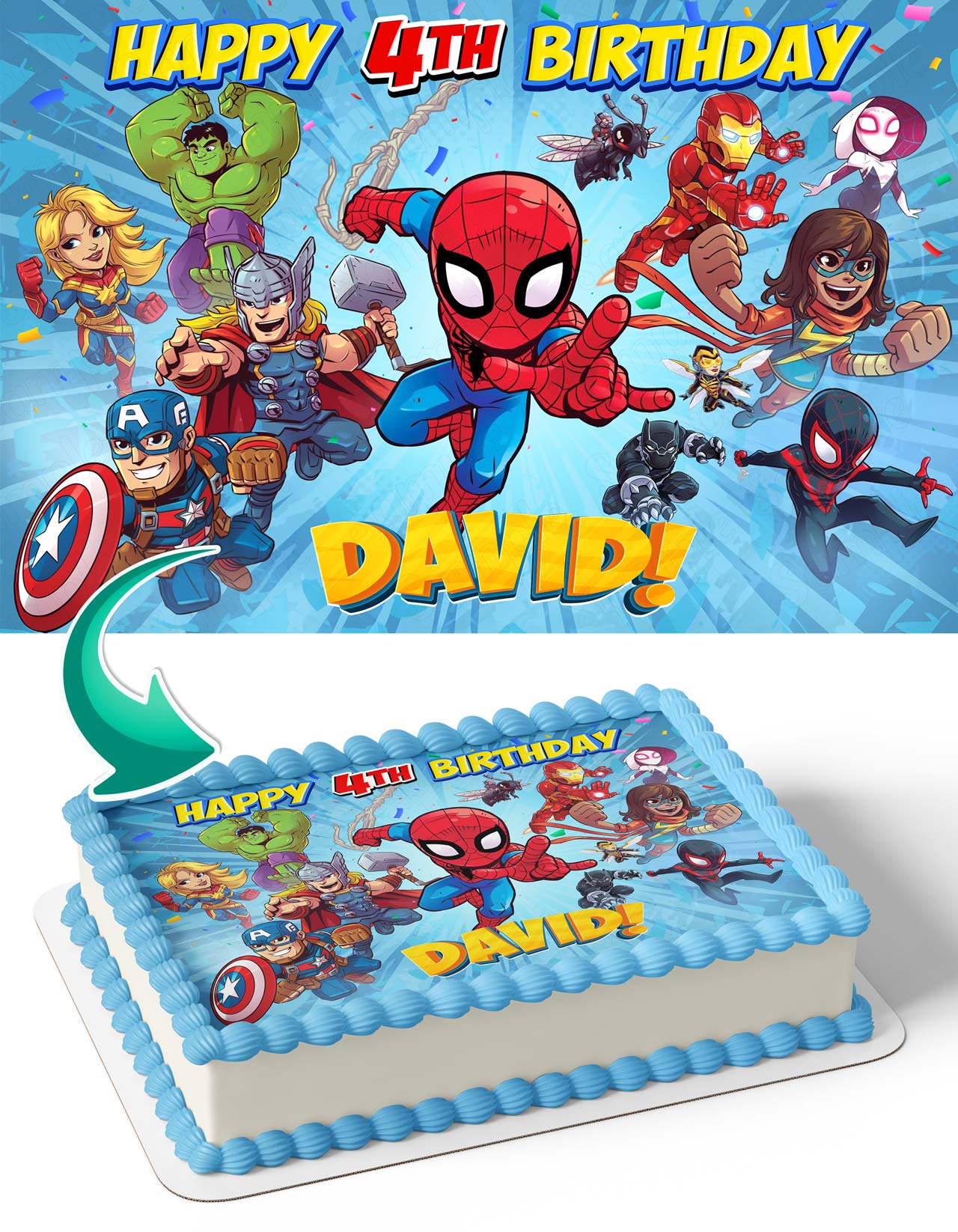 Marvol Super Hero Adventures BBY Edible Cake Topper