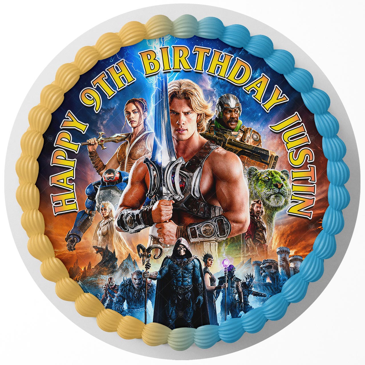 Masters of the Universe Skeletor He-Man Round – Icing Sheet Birth - Personalized Edible Cake Topper | Custom Icing Sheet | Birthday Cake Decoration