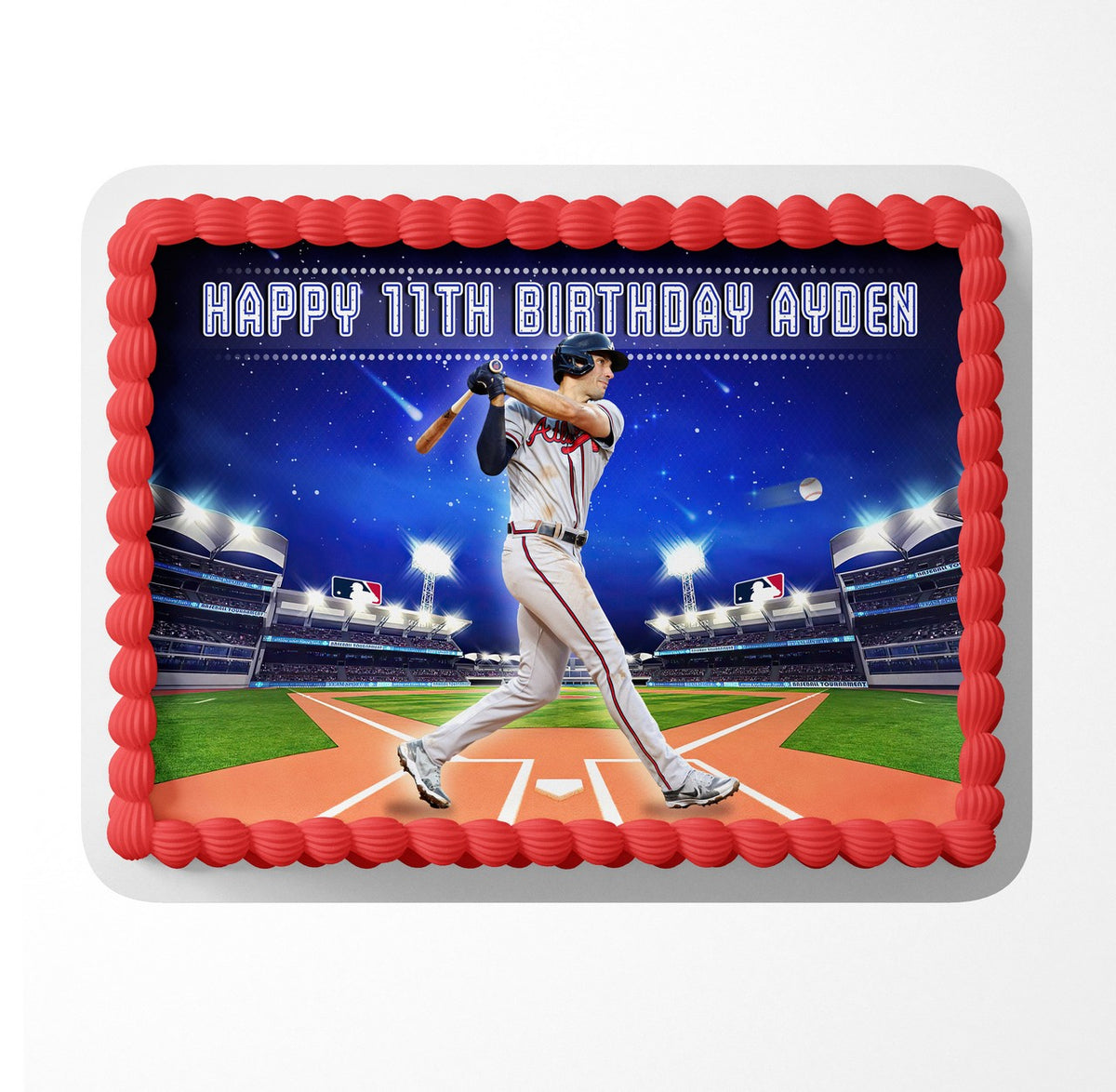 Atlanta Baseball Slugger Edible Cake Topper