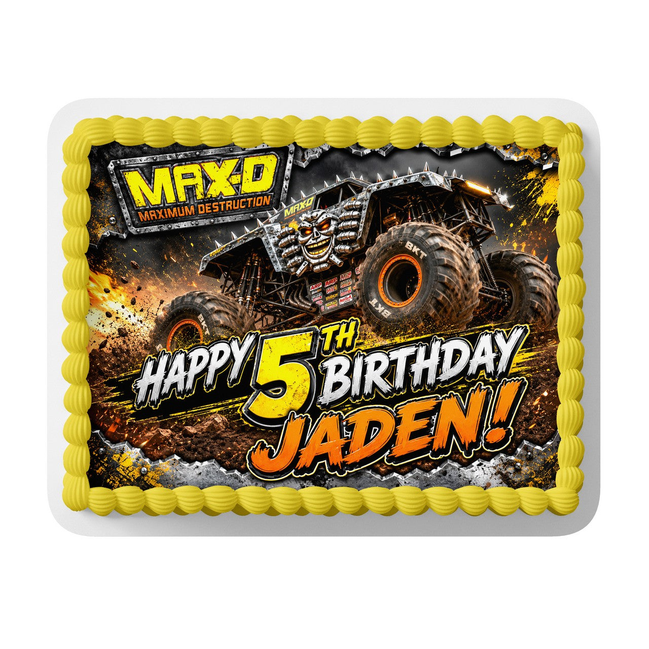 Max D Monster Truck Edible Cake Topper | Birthday Cake Decoration | Photo Cake Image