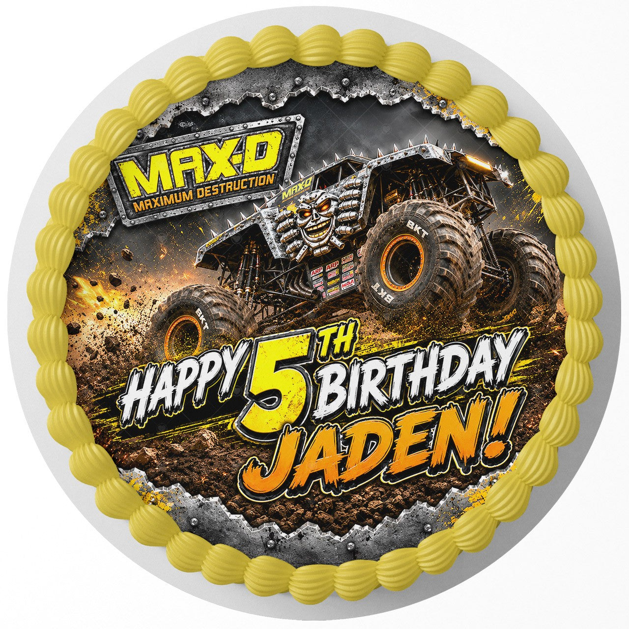 Max D Monster Truck Edible Cake Topper | Birthday Cake Decoration | Photo Cake Image