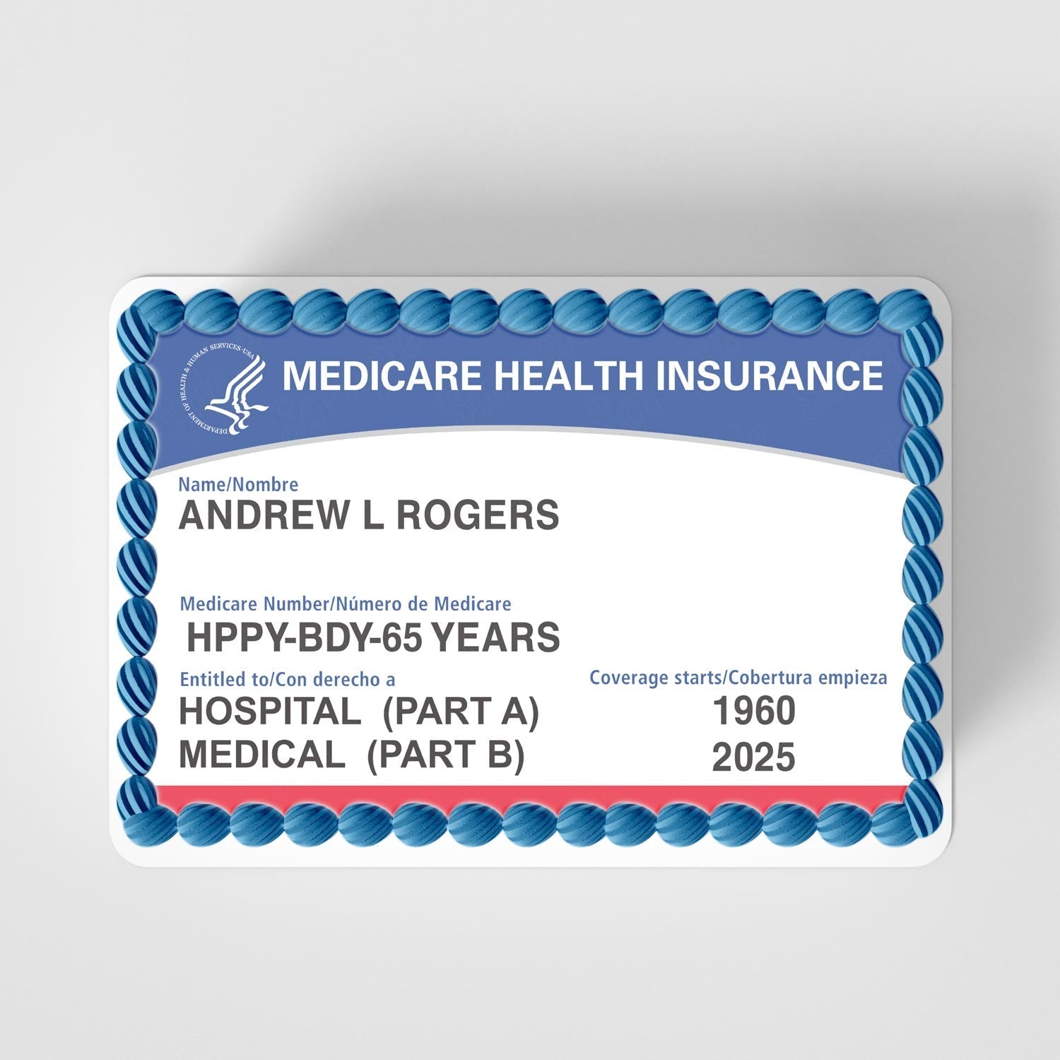 Medicare Themed Card ID Edible Cake Topper