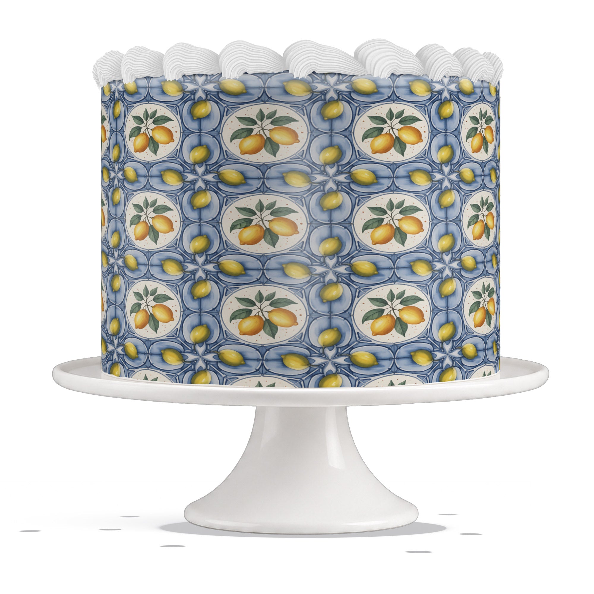 Mediterranean Lemon Blue Edible Cake Wrap Strip – Icing Sheet Cak - Edible Cake Topper | Icing Sheet | Birthday Cake Decoration